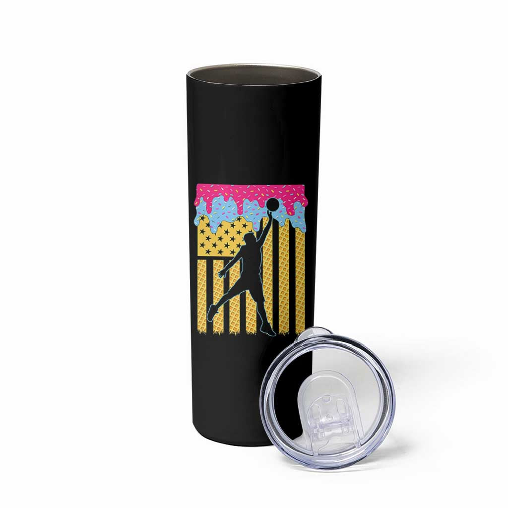 Basketball Ice Cream Drip American Flag Youth Players Skinny Tumbler