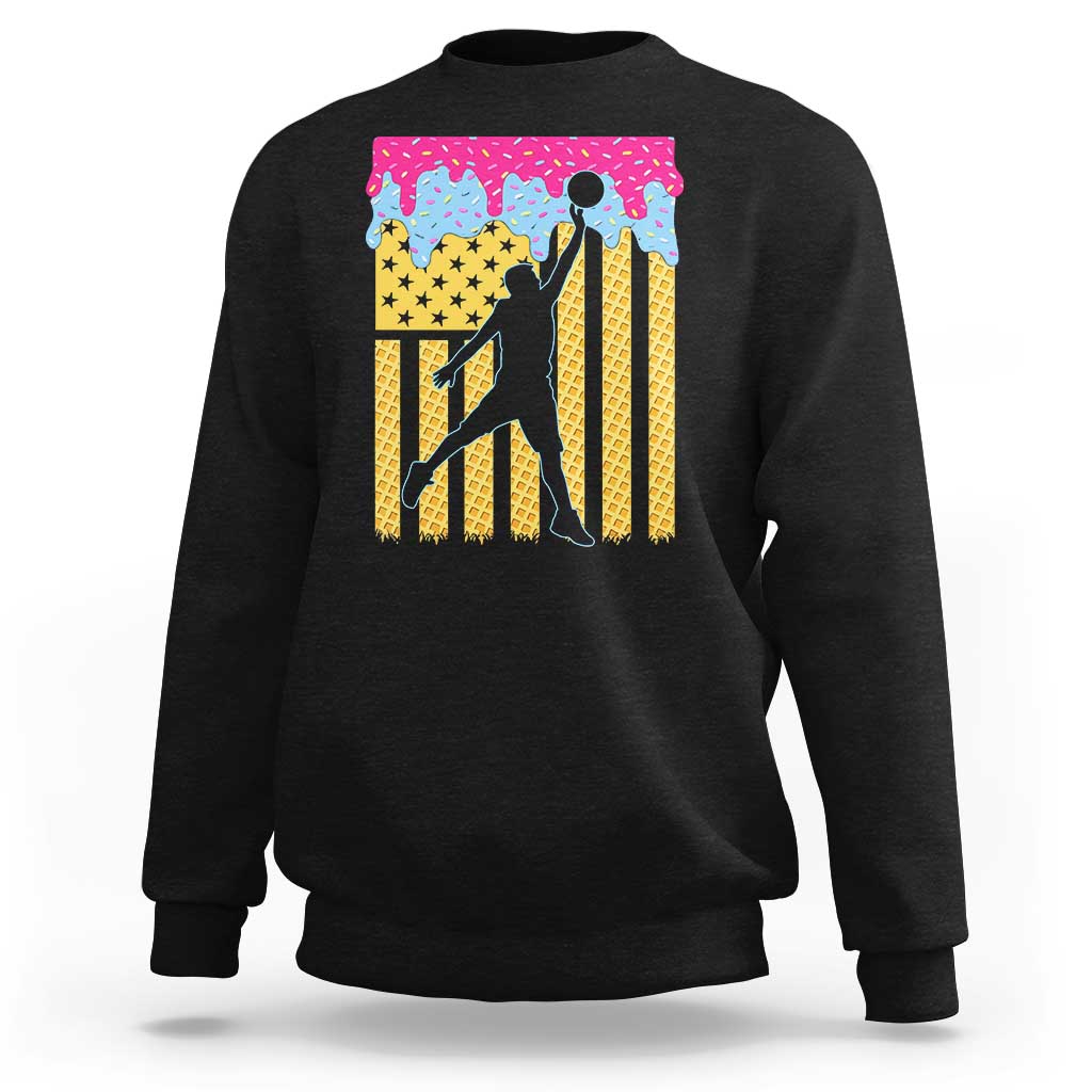Basketball Ice Cream Drip American Flag Youth Players Sweatshirt