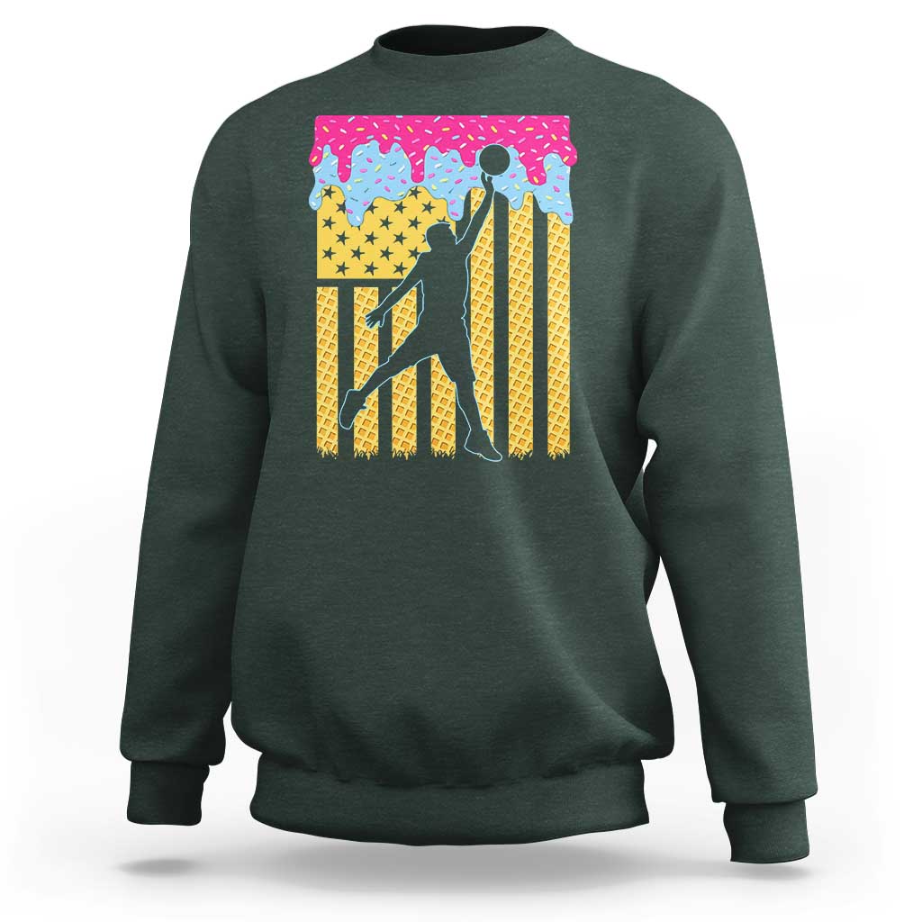 Basketball Ice Cream Drip American Flag Youth Players Sweatshirt