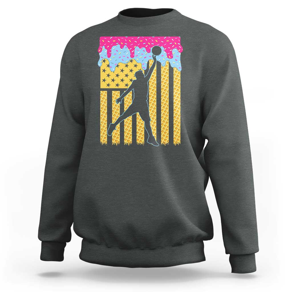 Basketball Ice Cream Drip American Flag Youth Players Sweatshirt
