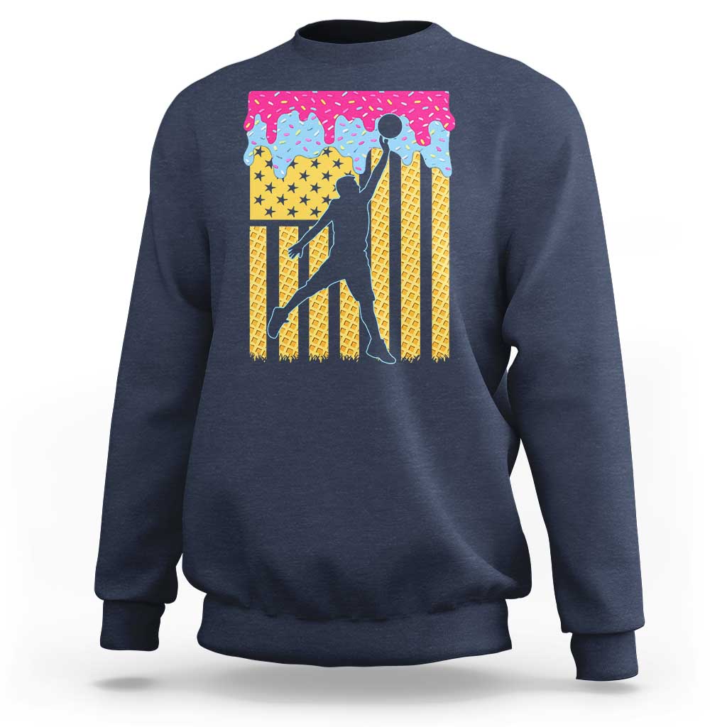 Basketball Ice Cream Drip American Flag Youth Players Sweatshirt