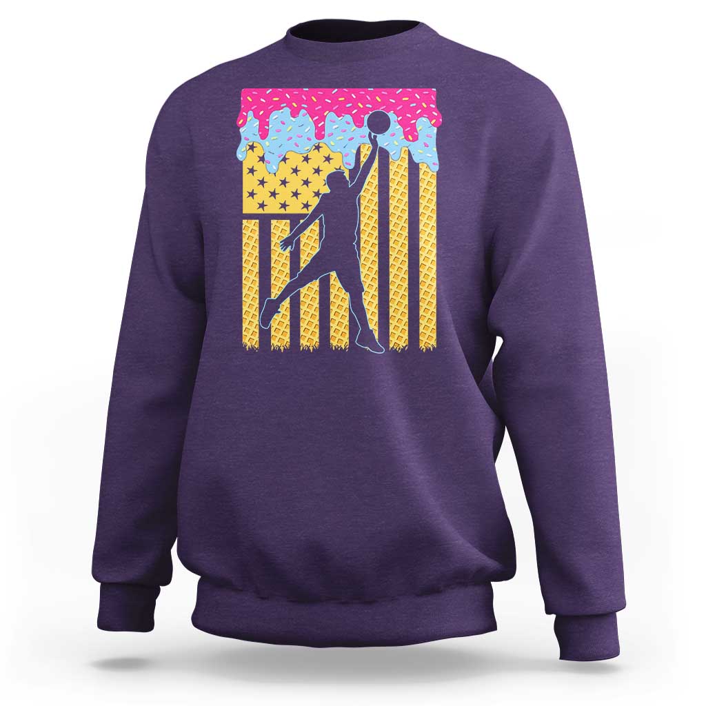 Basketball Ice Cream Drip American Flag Youth Players Sweatshirt