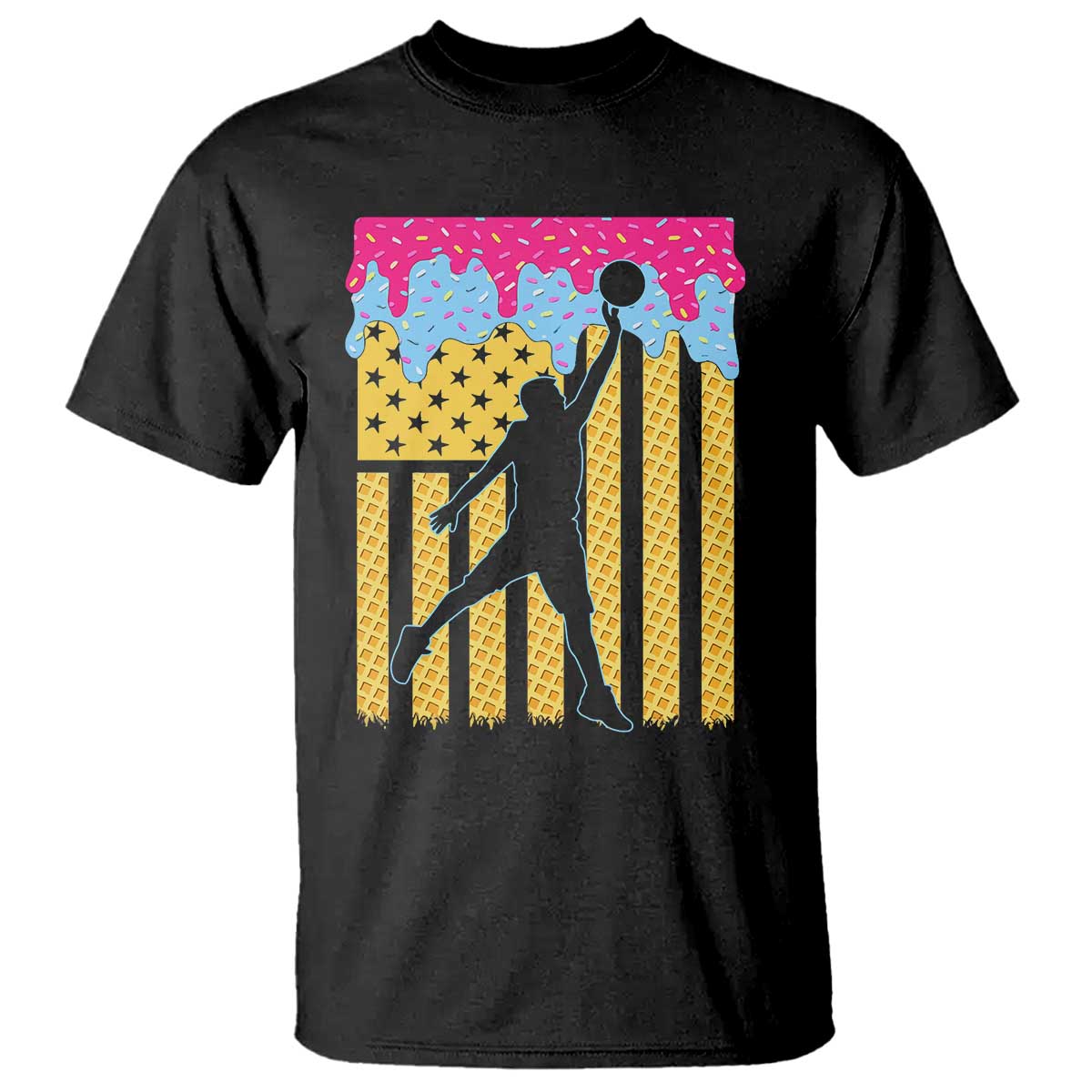 Basketball Ice Cream Drip American Flag Youth Players T Shirt