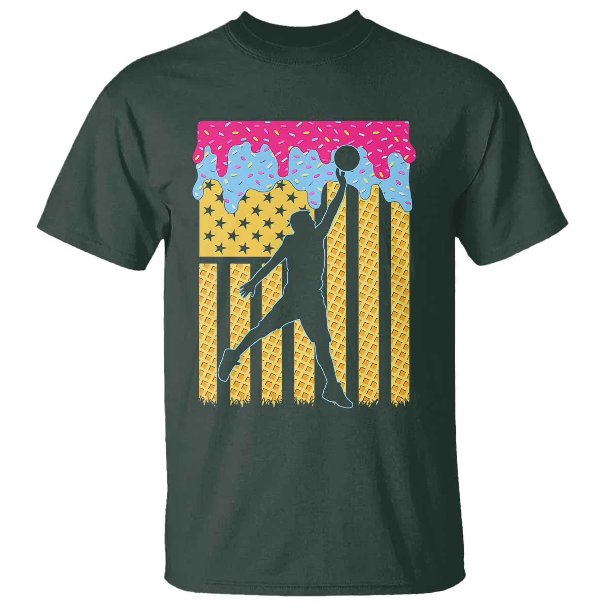Basketball Ice Cream Drip American Flag Youth Players T Shirt