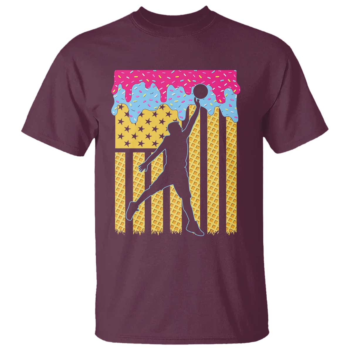 Basketball Ice Cream Drip American Flag Youth Players T Shirt