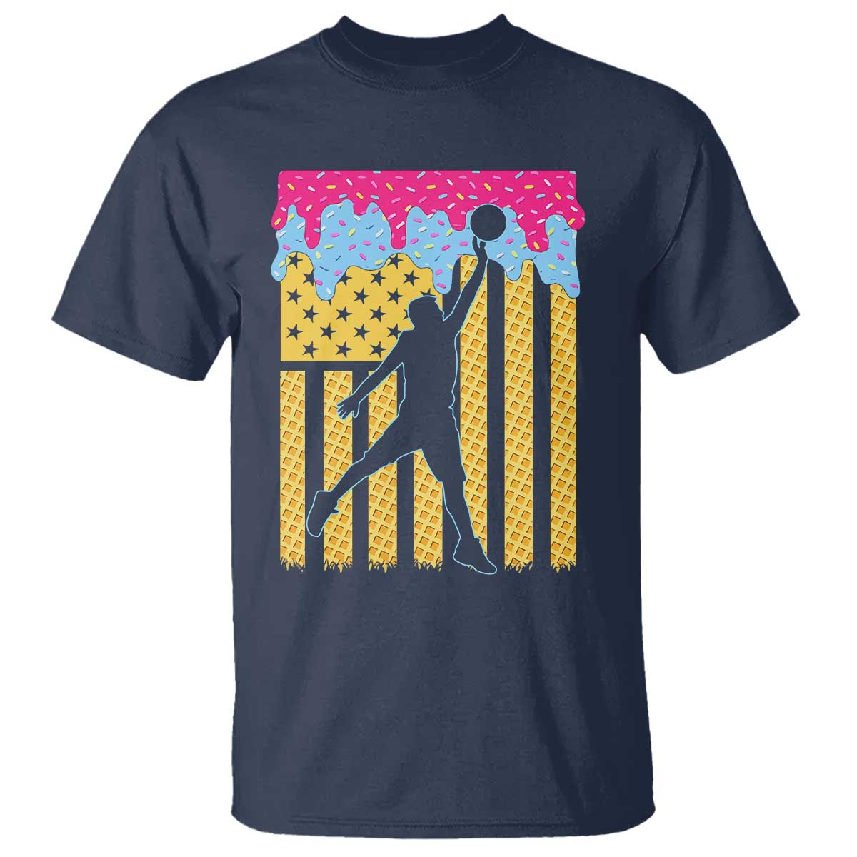 Basketball Ice Cream Drip American Flag Youth Players T Shirt