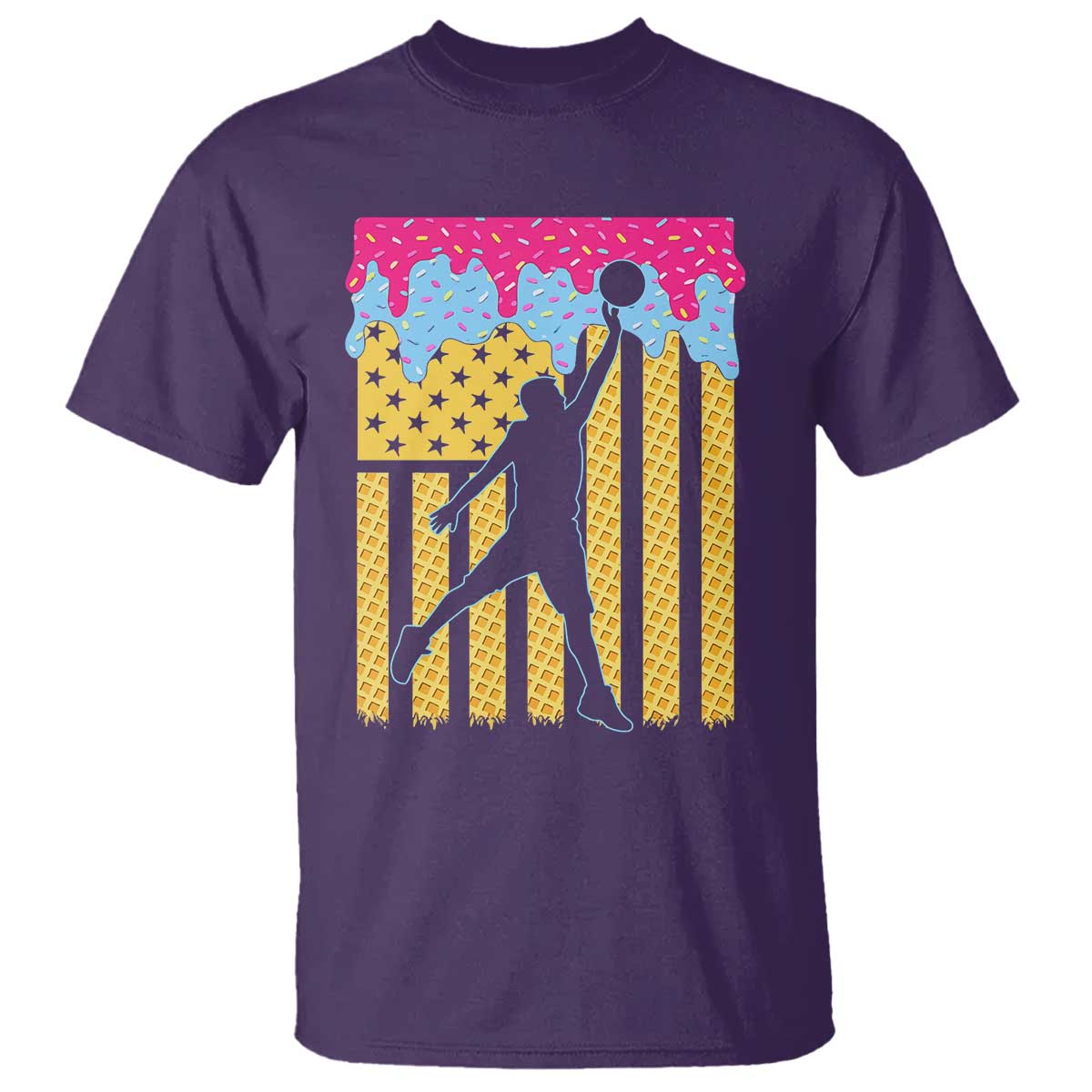 Basketball Ice Cream Drip American Flag Youth Players T Shirt