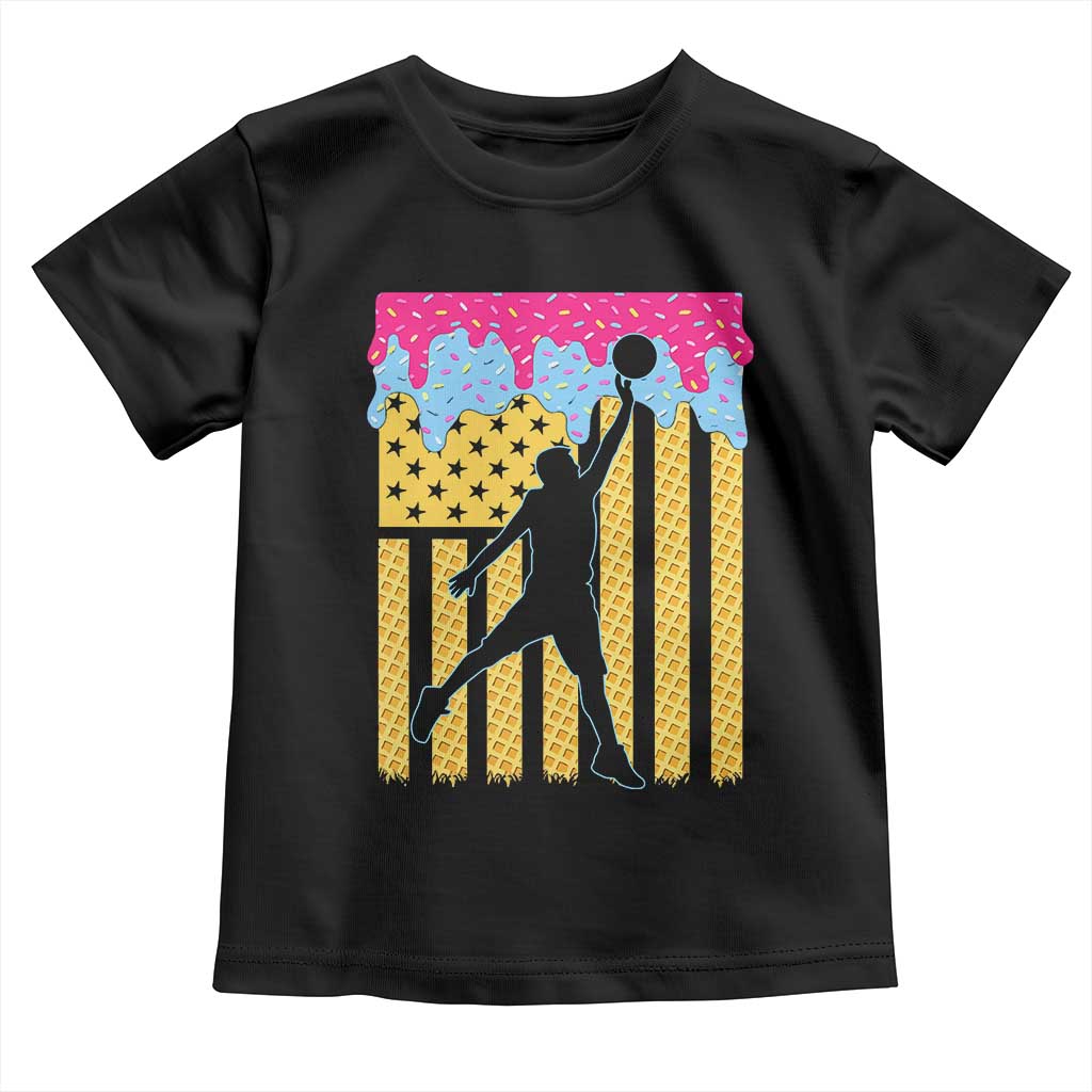 Basketball Ice Cream Drip American Flag Youth Players Toddler T Shirt