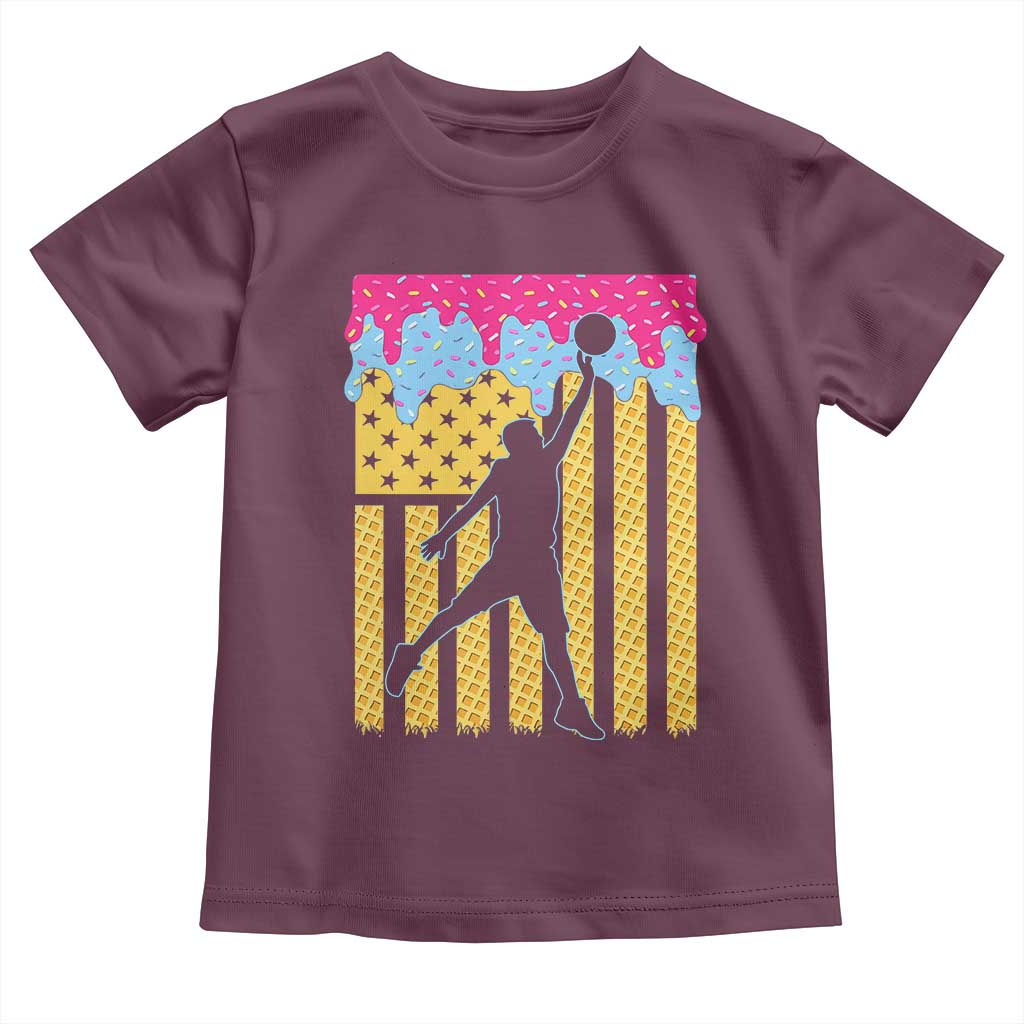 Basketball Ice Cream Drip American Flag Youth Players Toddler T Shirt