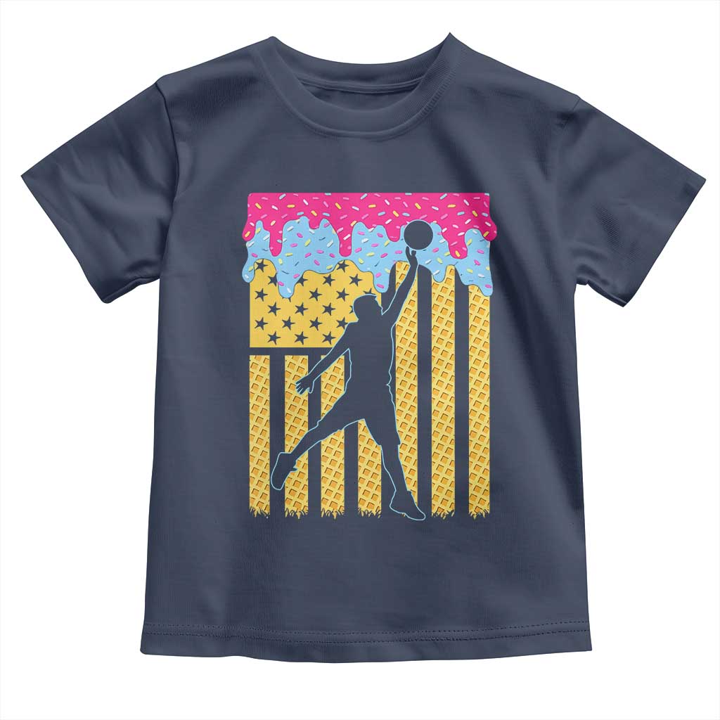 Basketball Ice Cream Drip American Flag Youth Players Toddler T Shirt