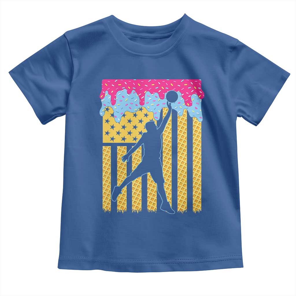 Basketball Ice Cream Drip American Flag Youth Players Toddler T Shirt