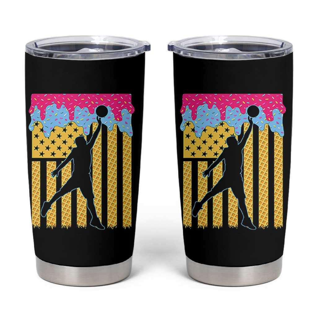 Basketball Ice Cream Drip American Flag Youth Players Tumbler Cup