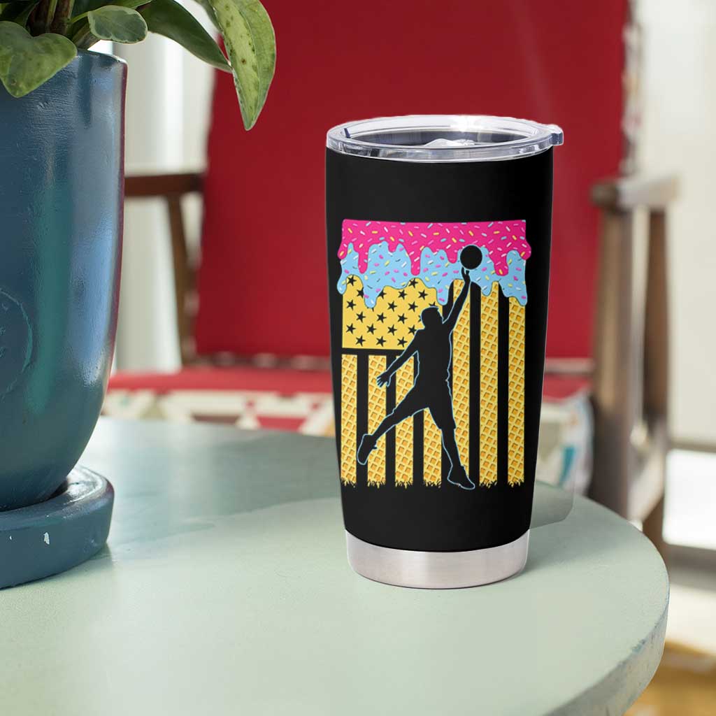 Basketball Ice Cream Drip American Flag Youth Players Tumbler Cup