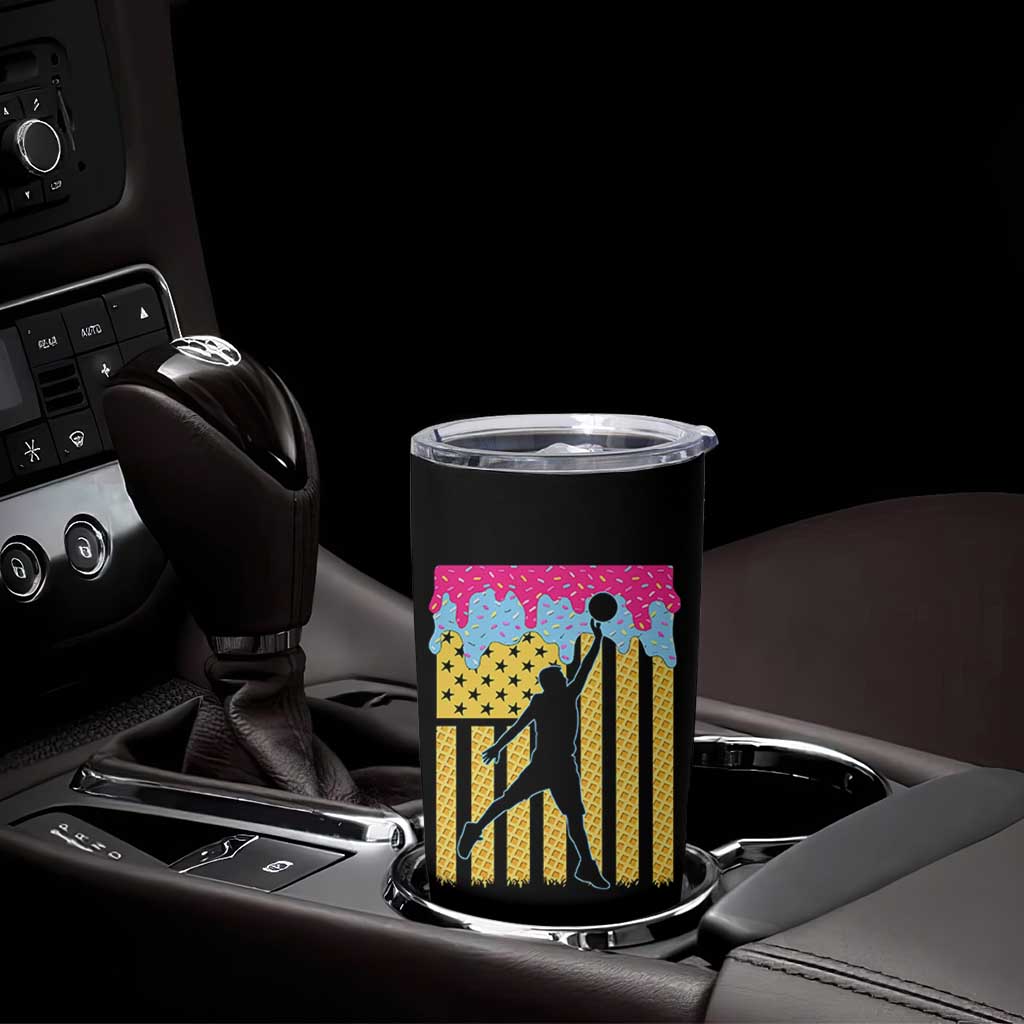 Basketball Ice Cream Drip American Flag Youth Players Tumbler Cup