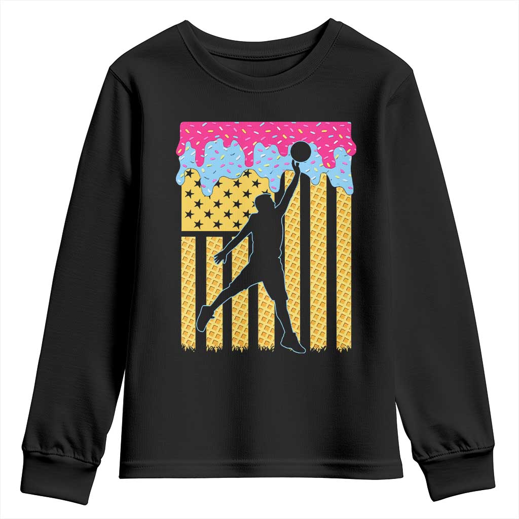 Basketball Ice Cream Drip American Flag Youth Players Youth Sweatshirt