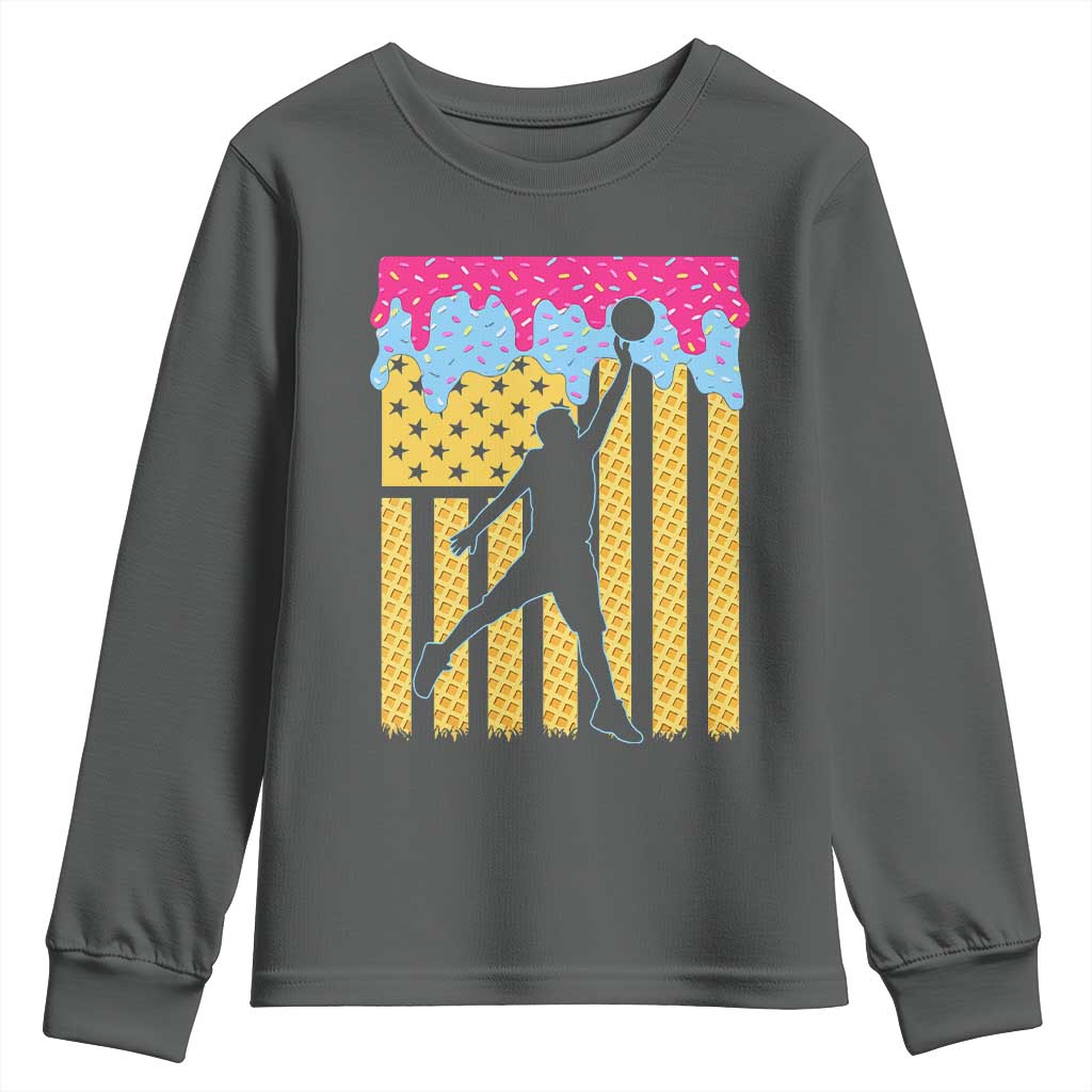 Basketball Ice Cream Drip American Flag Youth Players Youth Sweatshirt