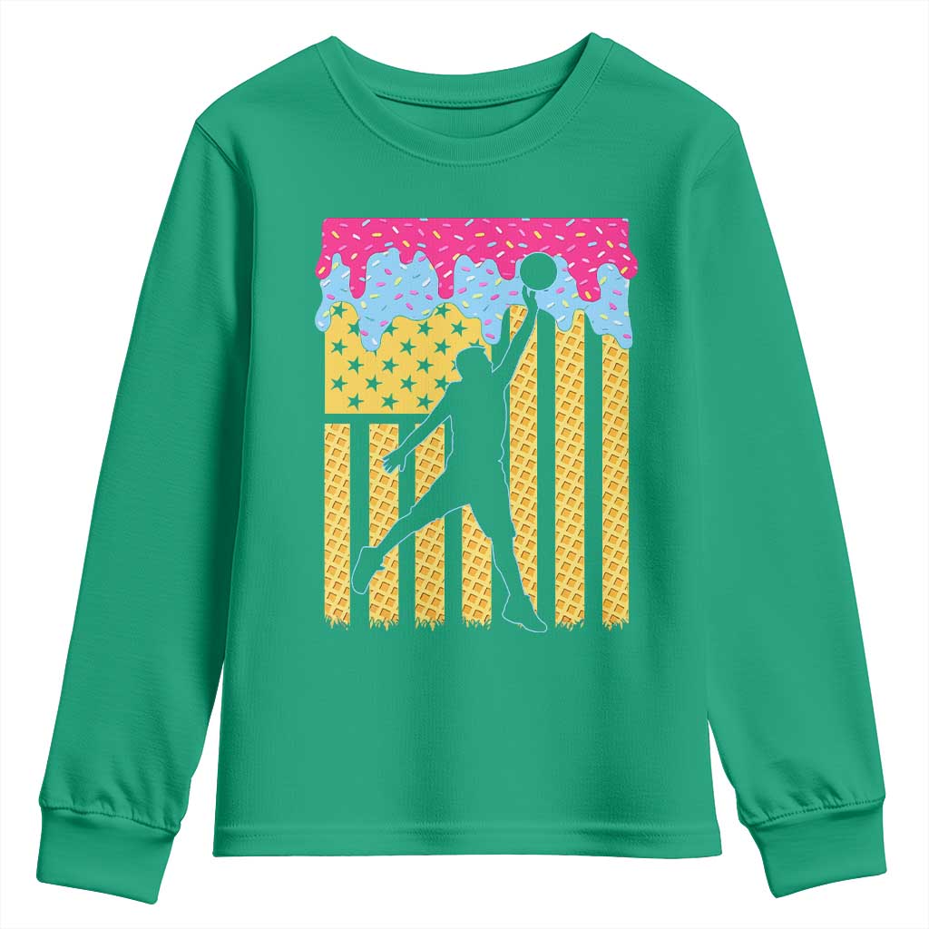 Basketball Ice Cream Drip American Flag Youth Players Youth Sweatshirt