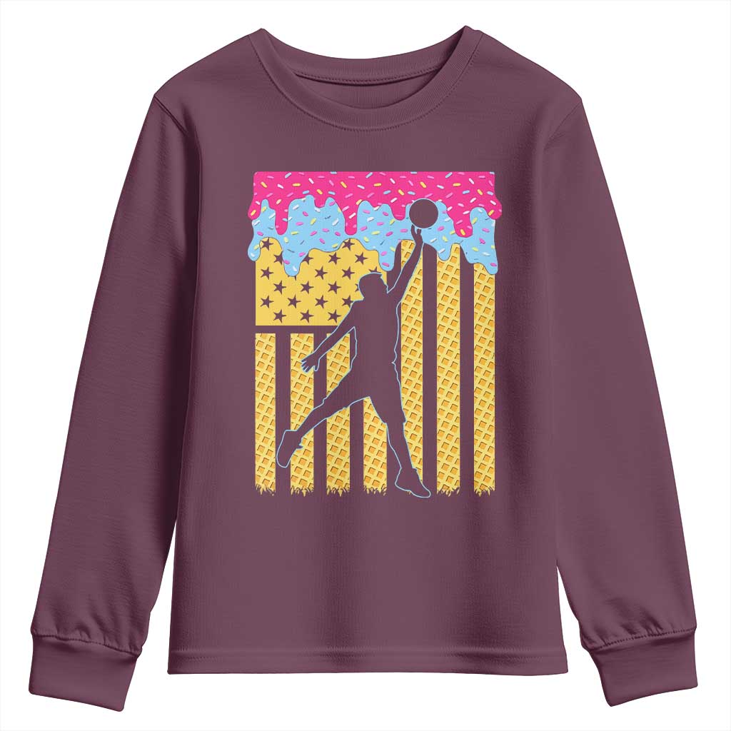 Basketball Ice Cream Drip American Flag Youth Players Youth Sweatshirt
