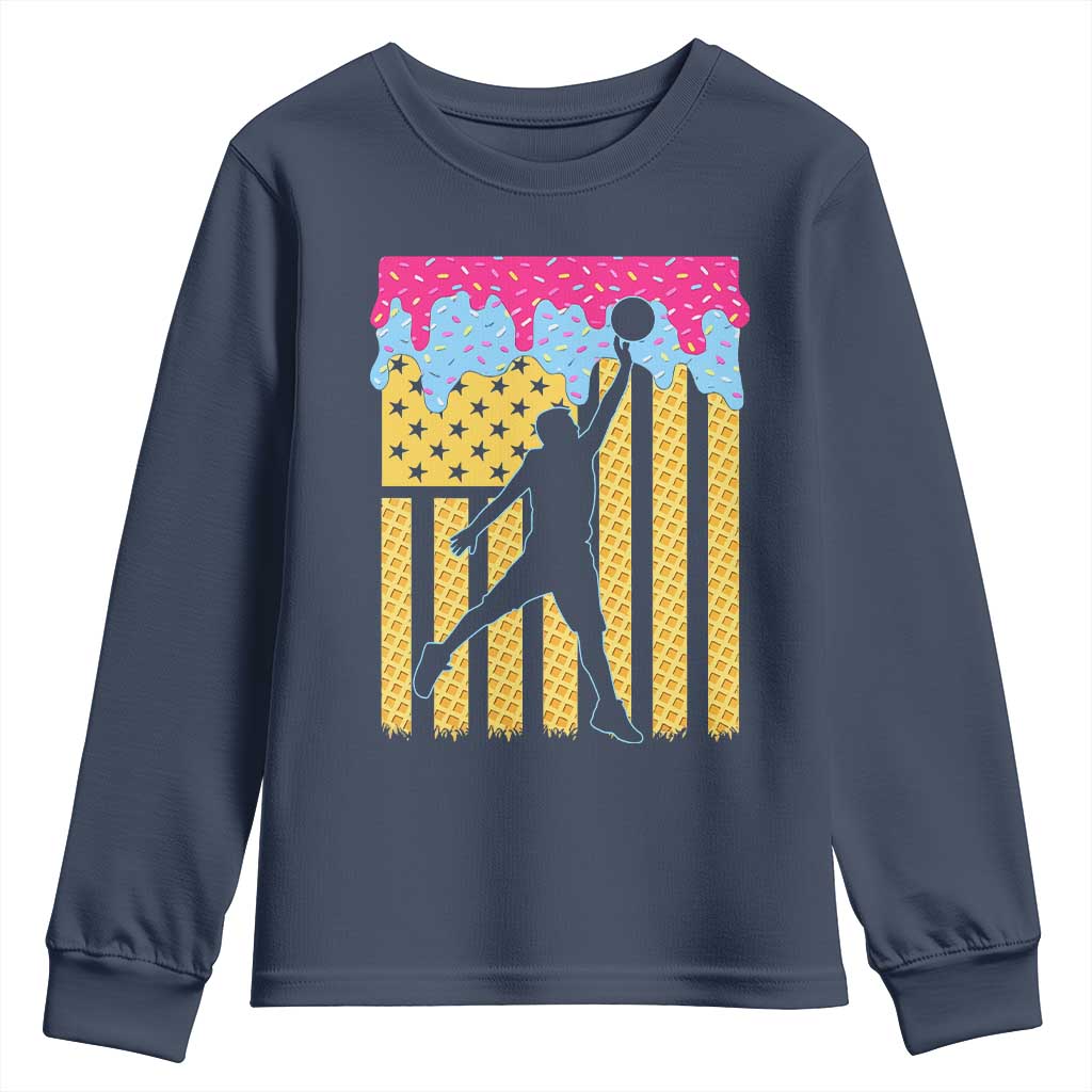 Basketball Ice Cream Drip American Flag Youth Players Youth Sweatshirt