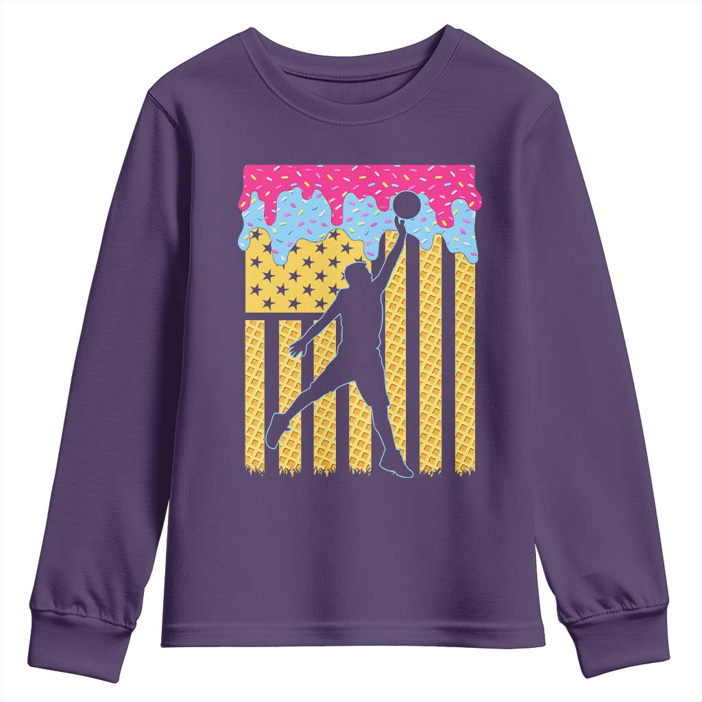 Basketball Ice Cream Drip American Flag Youth Players Youth Sweatshirt