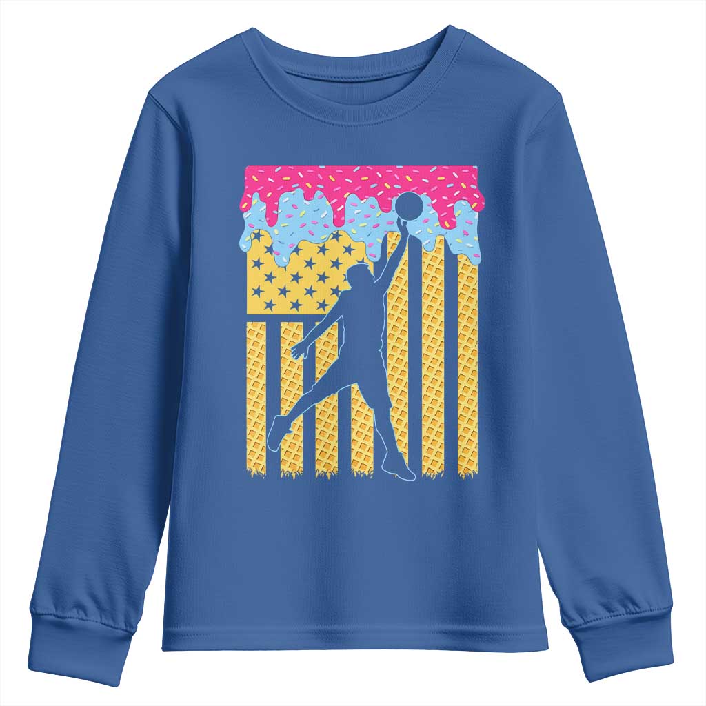 Basketball Ice Cream Drip American Flag Youth Players Youth Sweatshirt