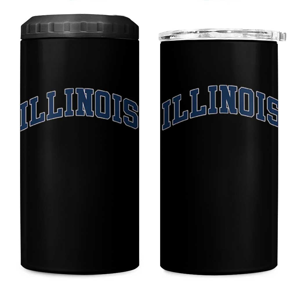 Illinois Sports Fan Vintage Bold Throwback IL State 4 in 1 Can Cooler Tumbler