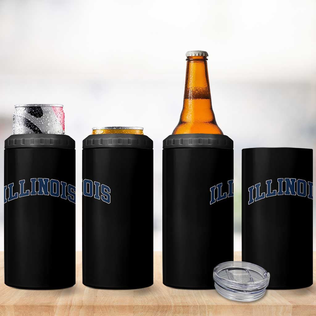 Illinois Sports Fan Vintage Bold Throwback IL State 4 in 1 Can Cooler Tumbler