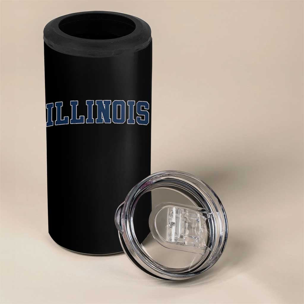 Illinois Sports Fan Vintage Bold Throwback IL State 4 in 1 Can Cooler Tumbler