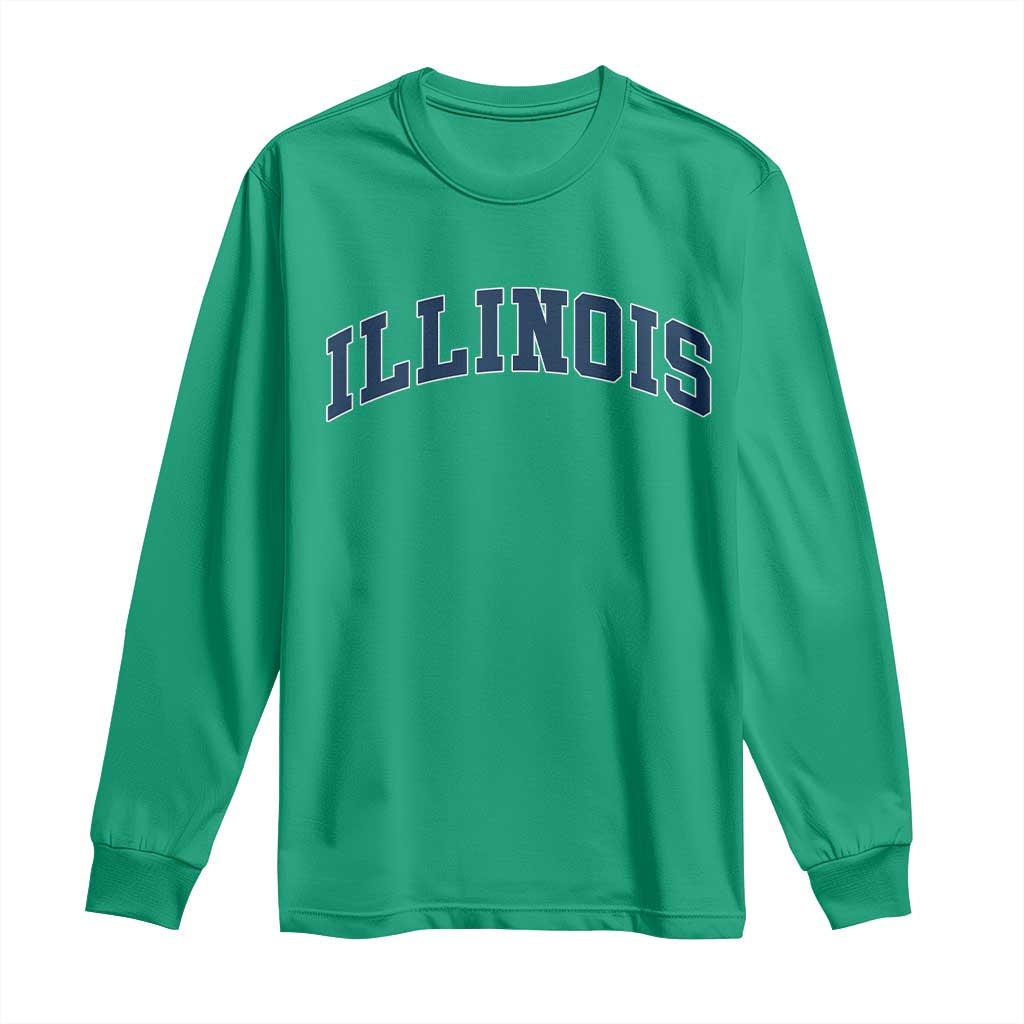 Illinois Sports Fan Vintage Bold Throwback IL State Long Sleeve Shirt