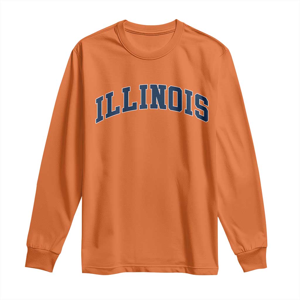 Illinois Sports Fan Vintage Bold Throwback IL State Long Sleeve Shirt