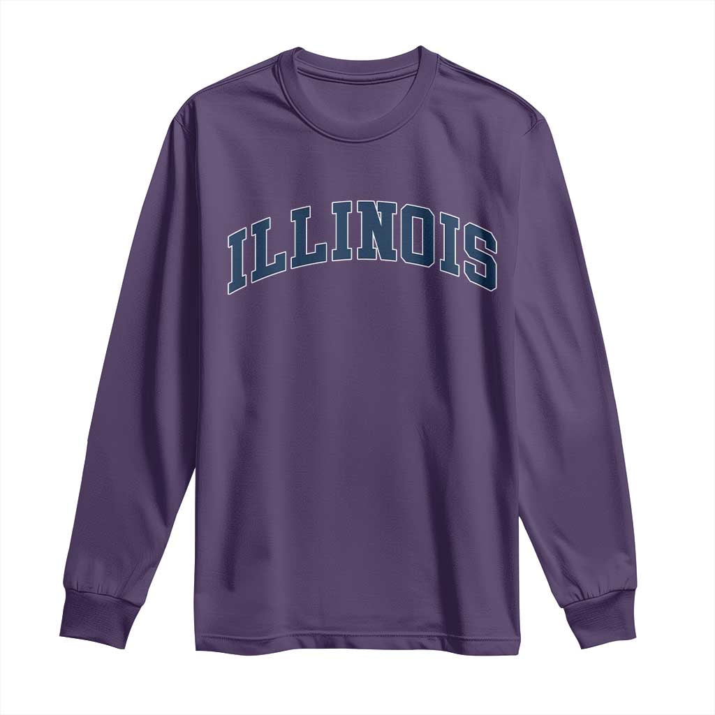 Illinois Sports Fan Vintage Bold Throwback IL State Long Sleeve Shirt