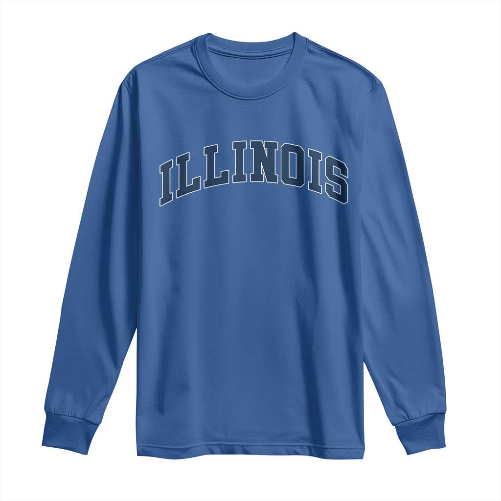 Illinois Sports Fan Vintage Bold Throwback IL State Long Sleeve Shirt