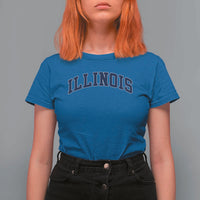 Illinois Sports Fan Vintage Bold Throwback IL State T Shirt For Women