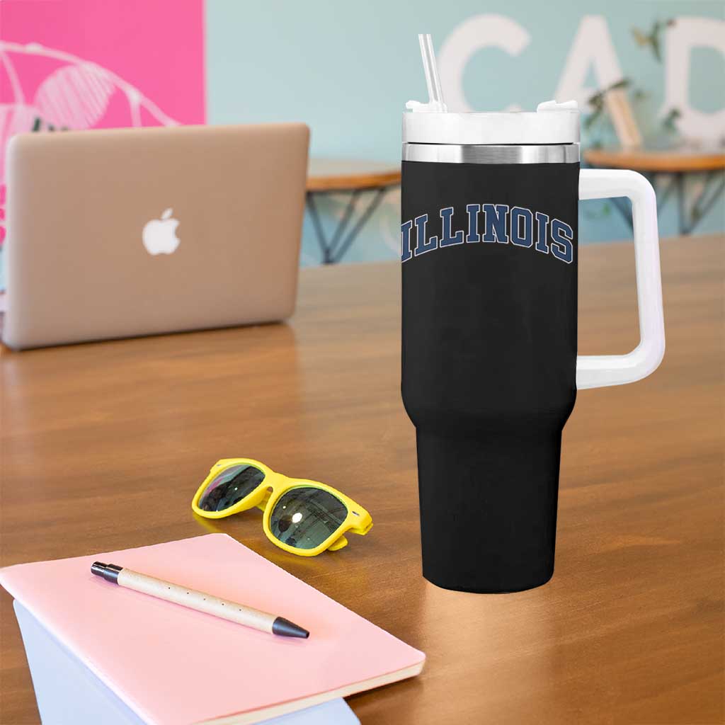 Illinois Sports Fan Vintage Bold Throwback IL State Tumbler With Handle