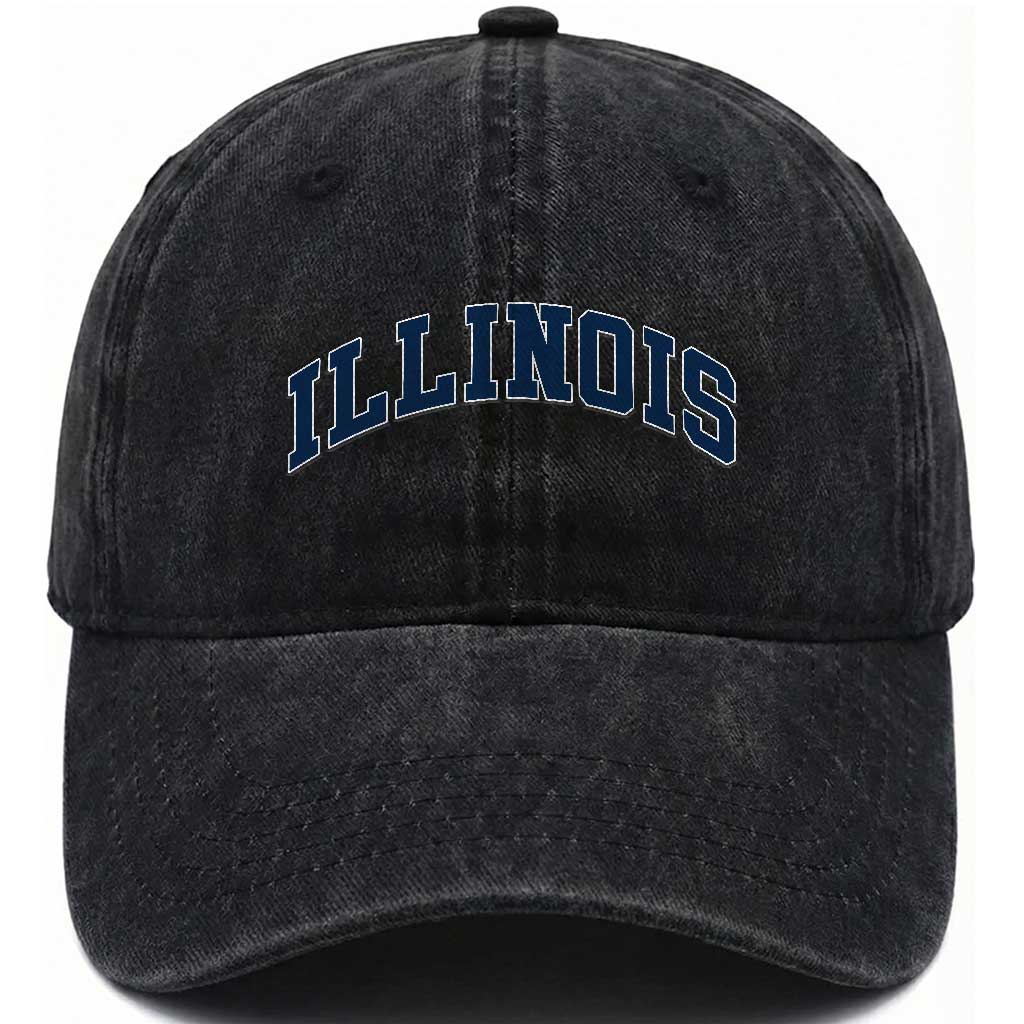 Illinois Sports Fan Vintage Bold Throwback IL State Washed Cotton Baseball Cap