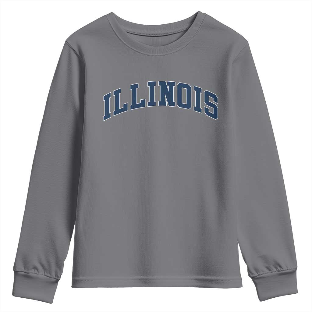 Illinois Sports Fan Vintage Bold Throwback IL State Youth Sweatshirt