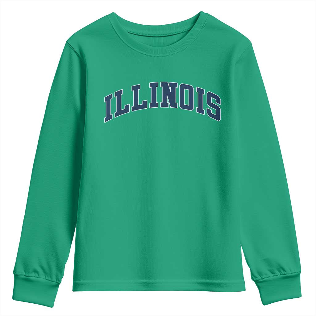 Illinois Sports Fan Vintage Bold Throwback IL State Youth Sweatshirt