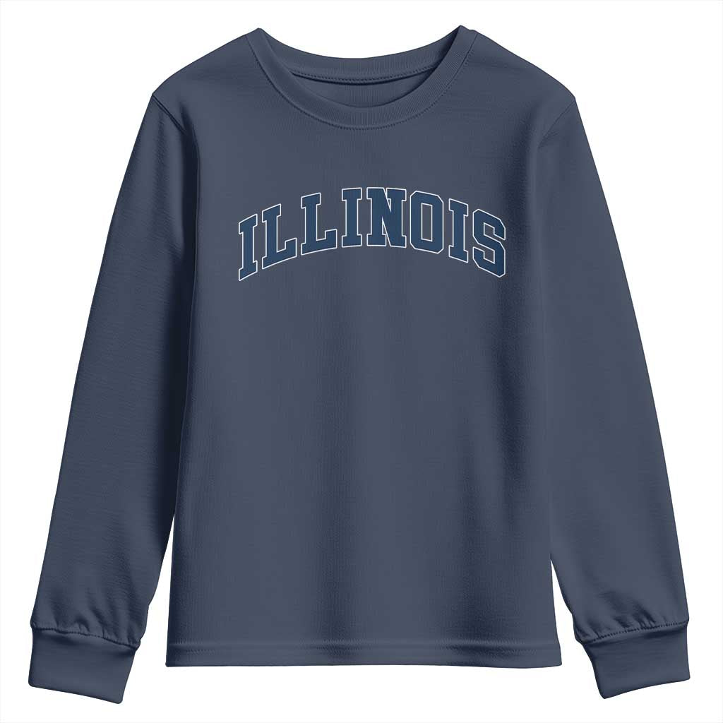 Illinois Sports Fan Vintage Bold Throwback IL State Youth Sweatshirt