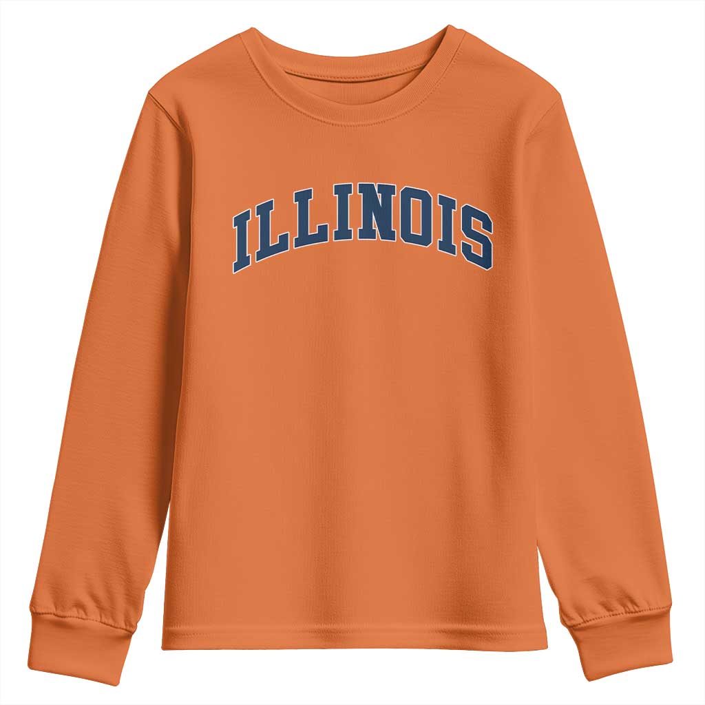 Illinois Sports Fan Vintage Bold Throwback IL State Youth Sweatshirt