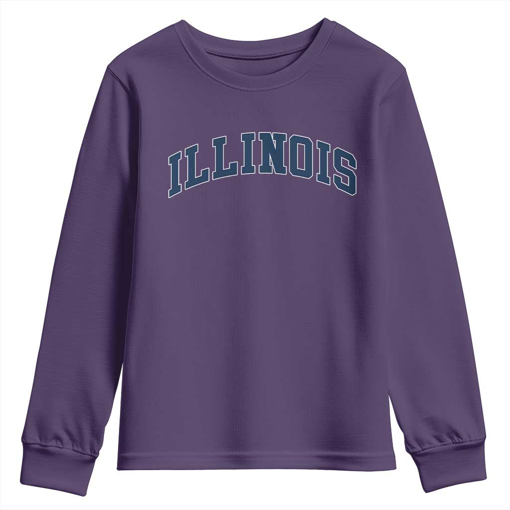 Illinois Sports Fan Vintage Bold Throwback IL State Youth Sweatshirt