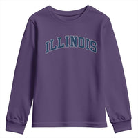 Illinois Sports Fan Vintage Bold Throwback IL State Youth Sweatshirt
