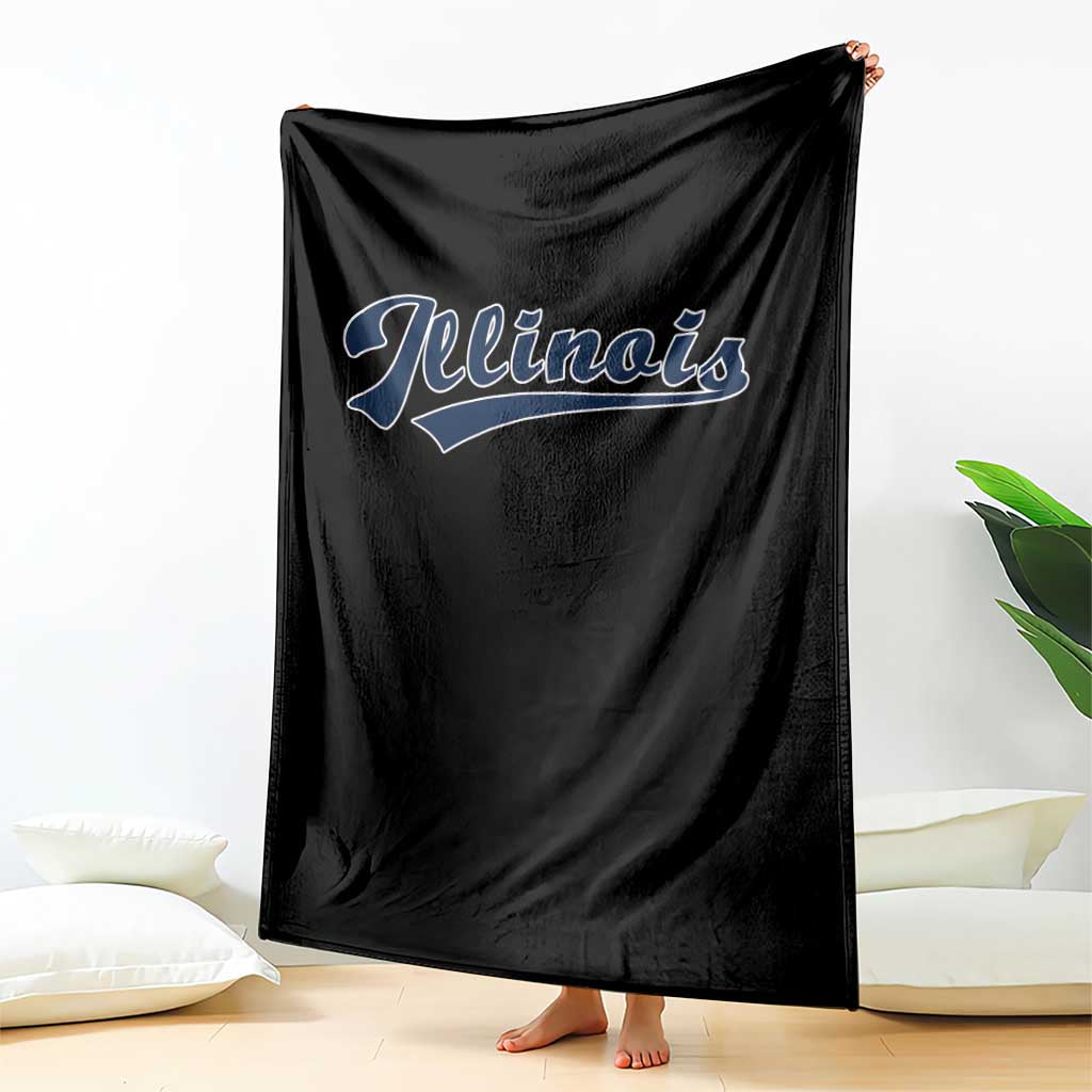 Illinois Varsity Script Classic Sports Jersey Style Throw Blanket