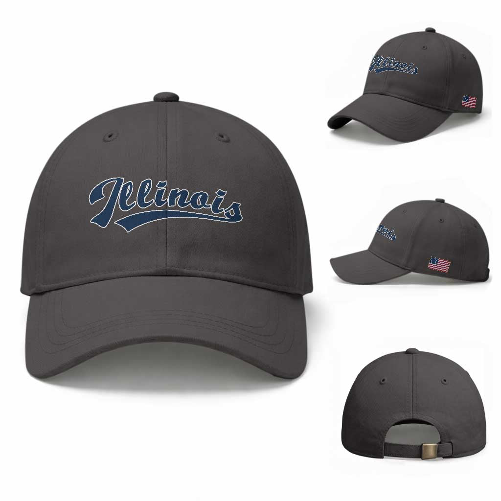Illinois Varsity Script Classic Sports Jersey Style Baseball Cap