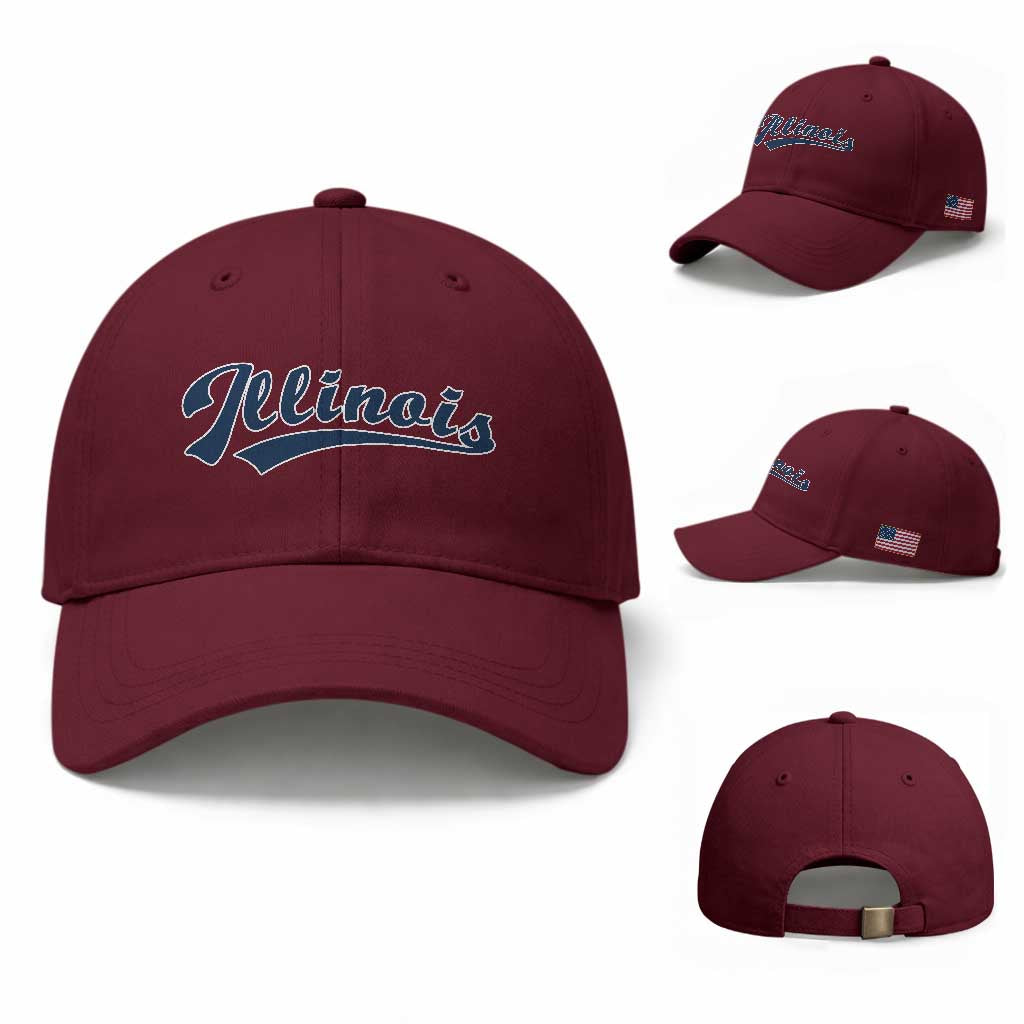 Illinois Varsity Script Classic Sports Jersey Style Baseball Cap