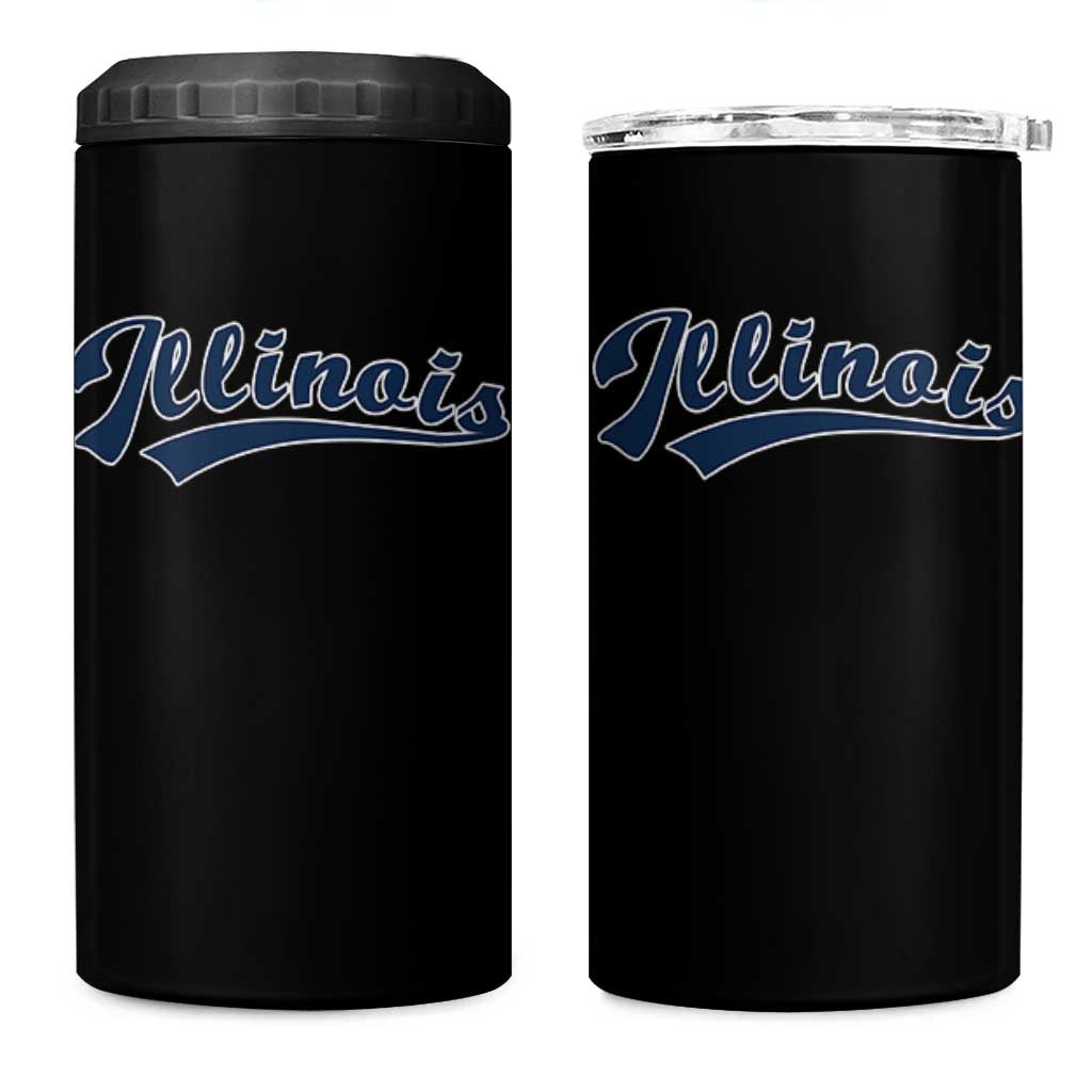 Illinois Varsity Script Classic Sports Jersey Style 4 in 1 Can Cooler Tumbler