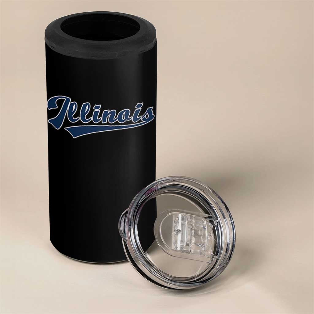 Illinois Varsity Script Classic Sports Jersey Style 4 in 1 Can Cooler Tumbler