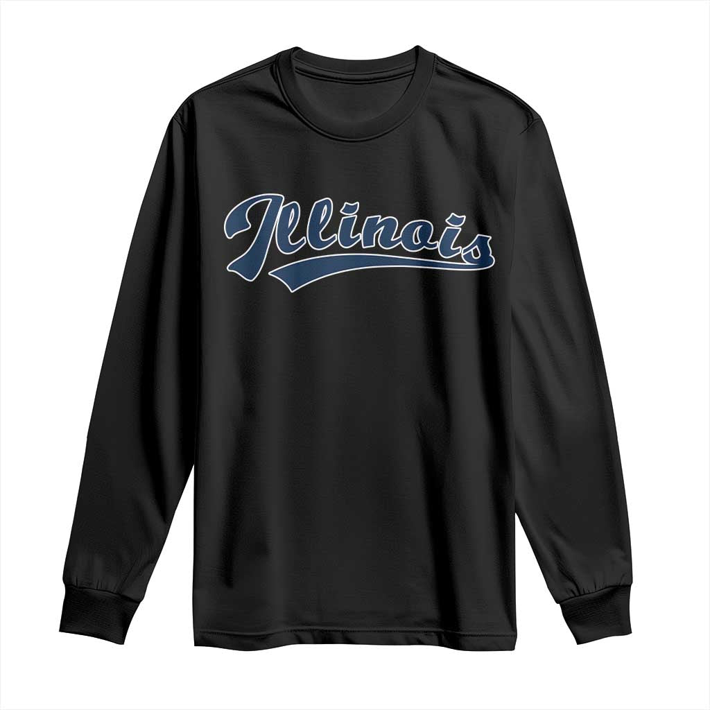 Illinois Varsity Script Classic Sports Jersey Style Long Sleeve Shirt