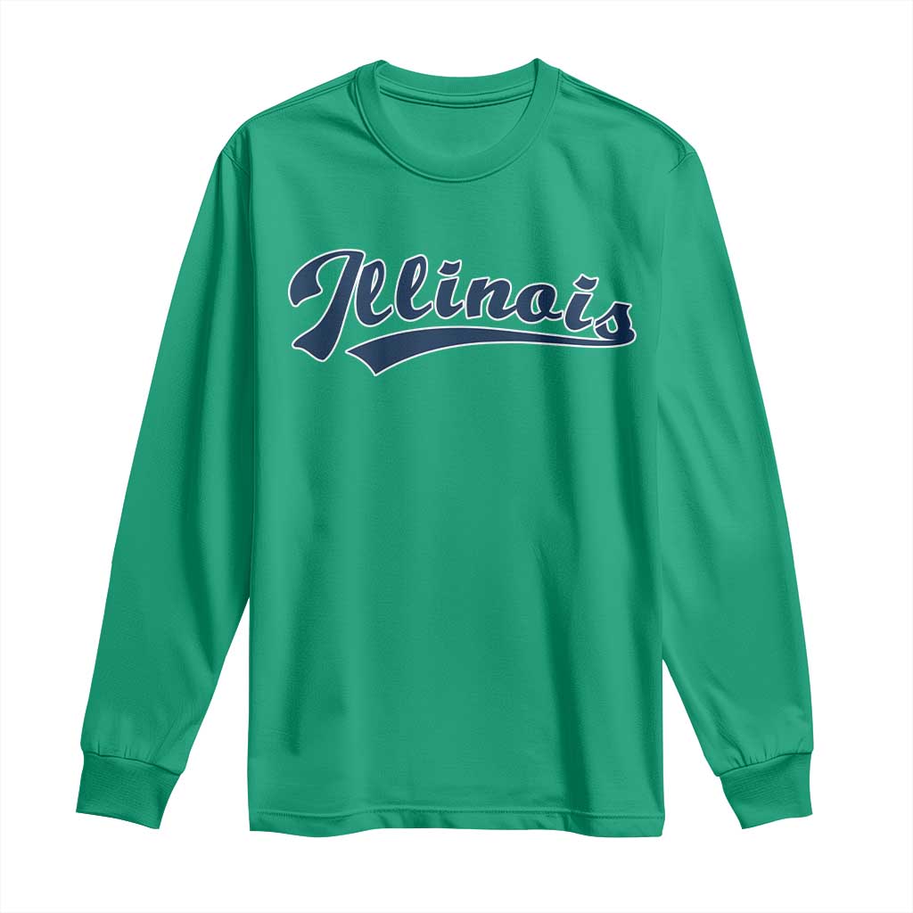 Illinois Varsity Script Classic Sports Jersey Style Long Sleeve Shirt