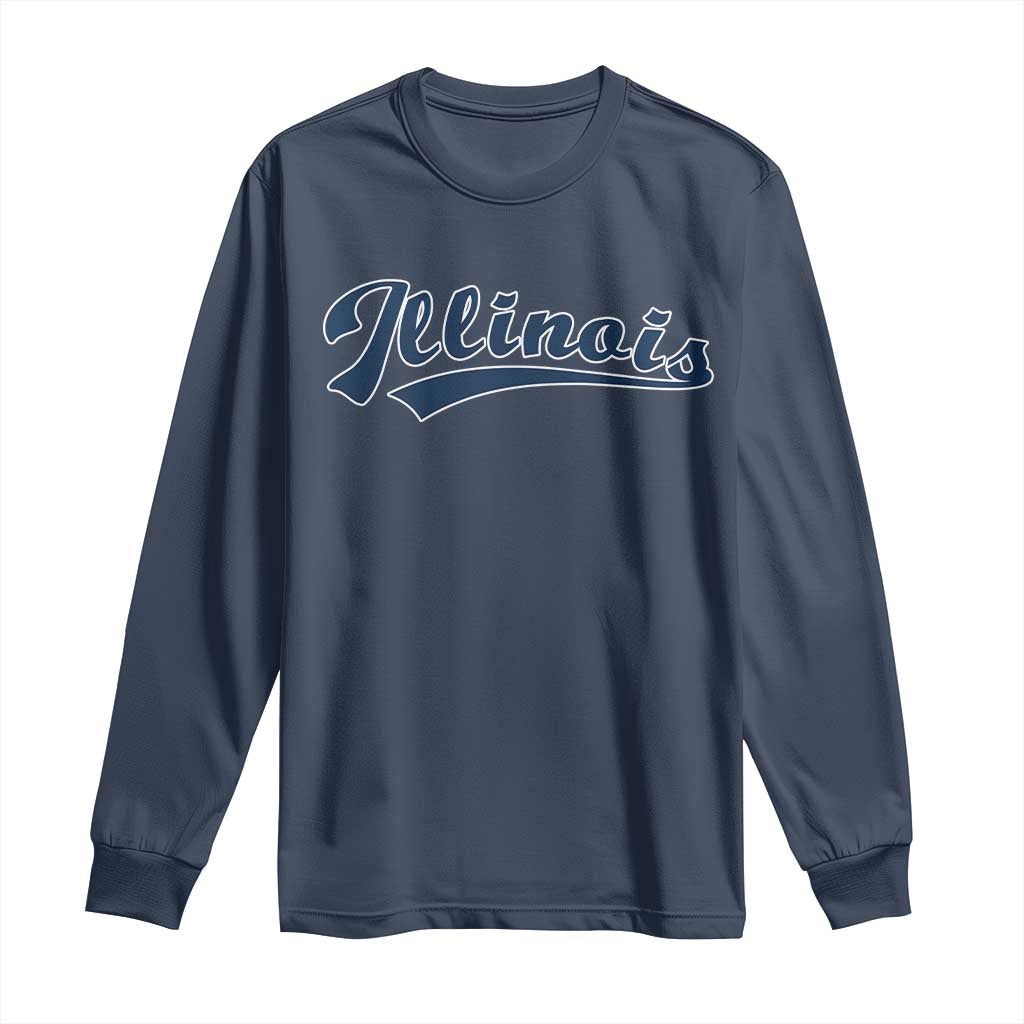 Illinois Varsity Script Classic Sports Jersey Style Long Sleeve Shirt