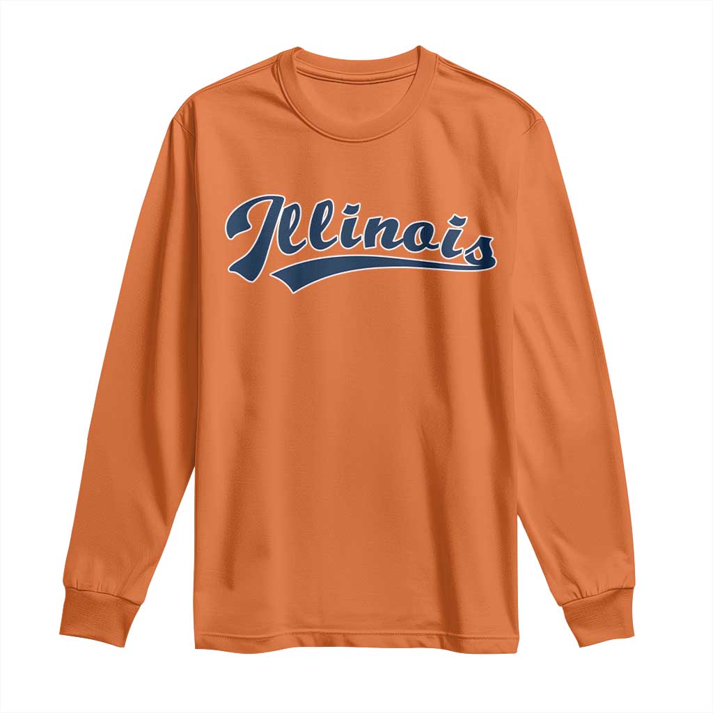 Illinois Varsity Script Classic Sports Jersey Style Long Sleeve Shirt